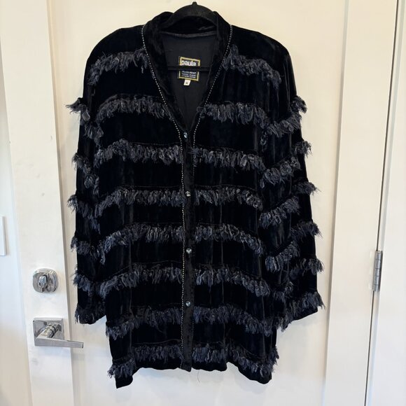 Vintage Paula Sweet velvet fringe cardigan - Picture 1 of 6